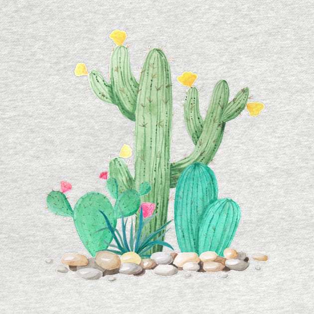 Cactus Watercolor Desert Southwest Garden by ColorFlowCreations